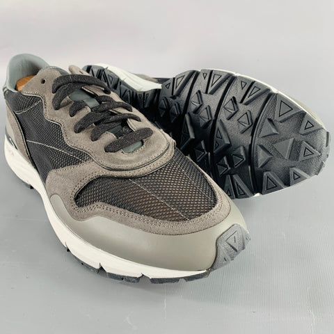 JOHN ELLIOTT Size 11 Grey Black Color Block Mesh Lace-Up Sneakers