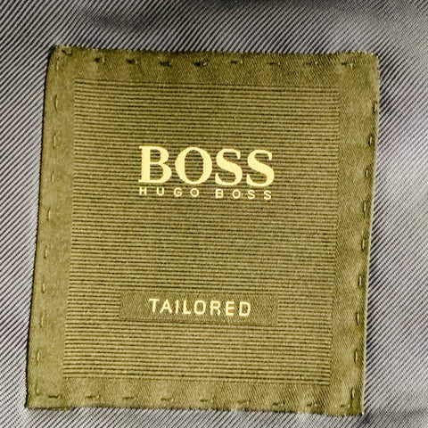 Veste sport ajustée en soie et lin à carreaux HUGO BOSS, taille 40, bleu et noir