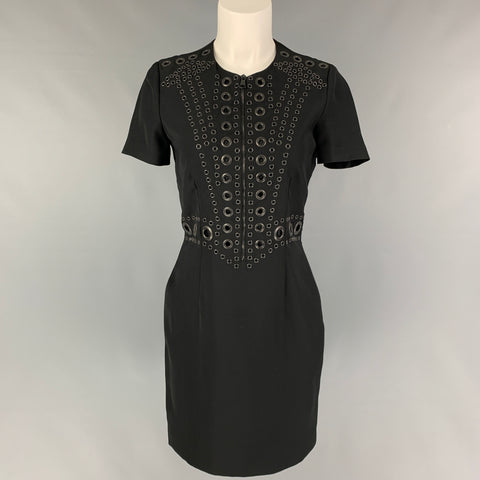 GIVENCHY Talla 4 Vestido de manga corta de poliéster negro bronce