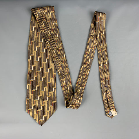 RUFFINI Brown Print Silk Tie