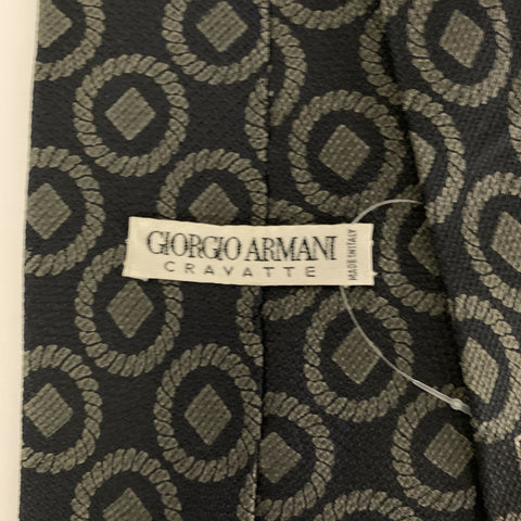 GIORGIO ARMANI Navy Tan Circles Silk Tie