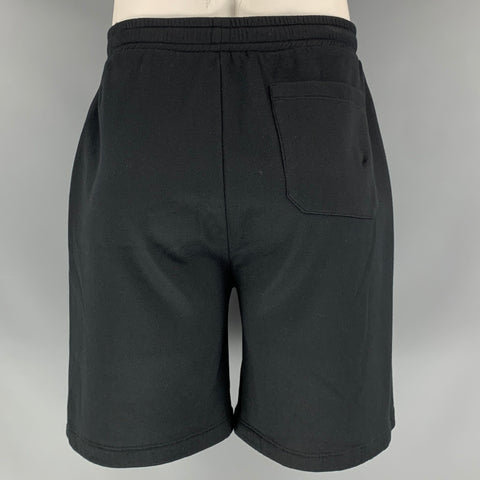 VALENTINO Size L Black Solid Cotton Polyamide Elastic Waistband Shorts