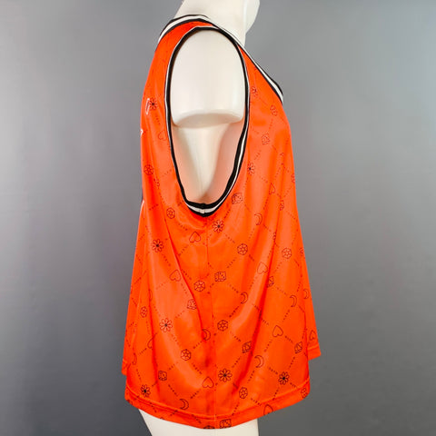 MARNI Size M Orange Black Logo Polyester Athletic Jersey Tank Top