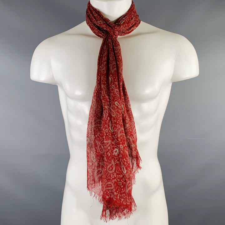 VINTAGE Burgundy Beige Paisley Scarf