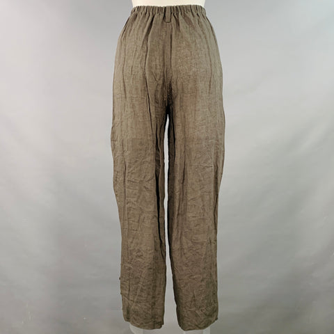 MILLER et BERTAUX Size S Grey Linen Wrinkled Elastic Waistband Casual Pants