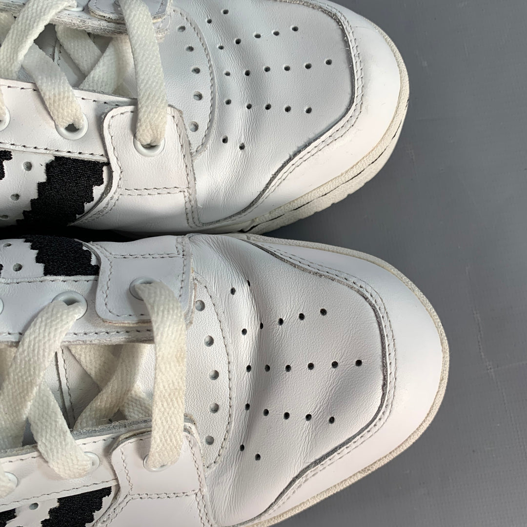 ADIDAS x JEREMY SCOTT Size 9.5 JS Wings 2.0 Pixel White Black Leather High Top Sneakers Sui Generis Designer Consignment ADIDAS x JEREMY SCOTT Size 9.5 JS Wings 2.0 Pixel White Black Leather High Top Sneakers Sui Generis Designer Consignment