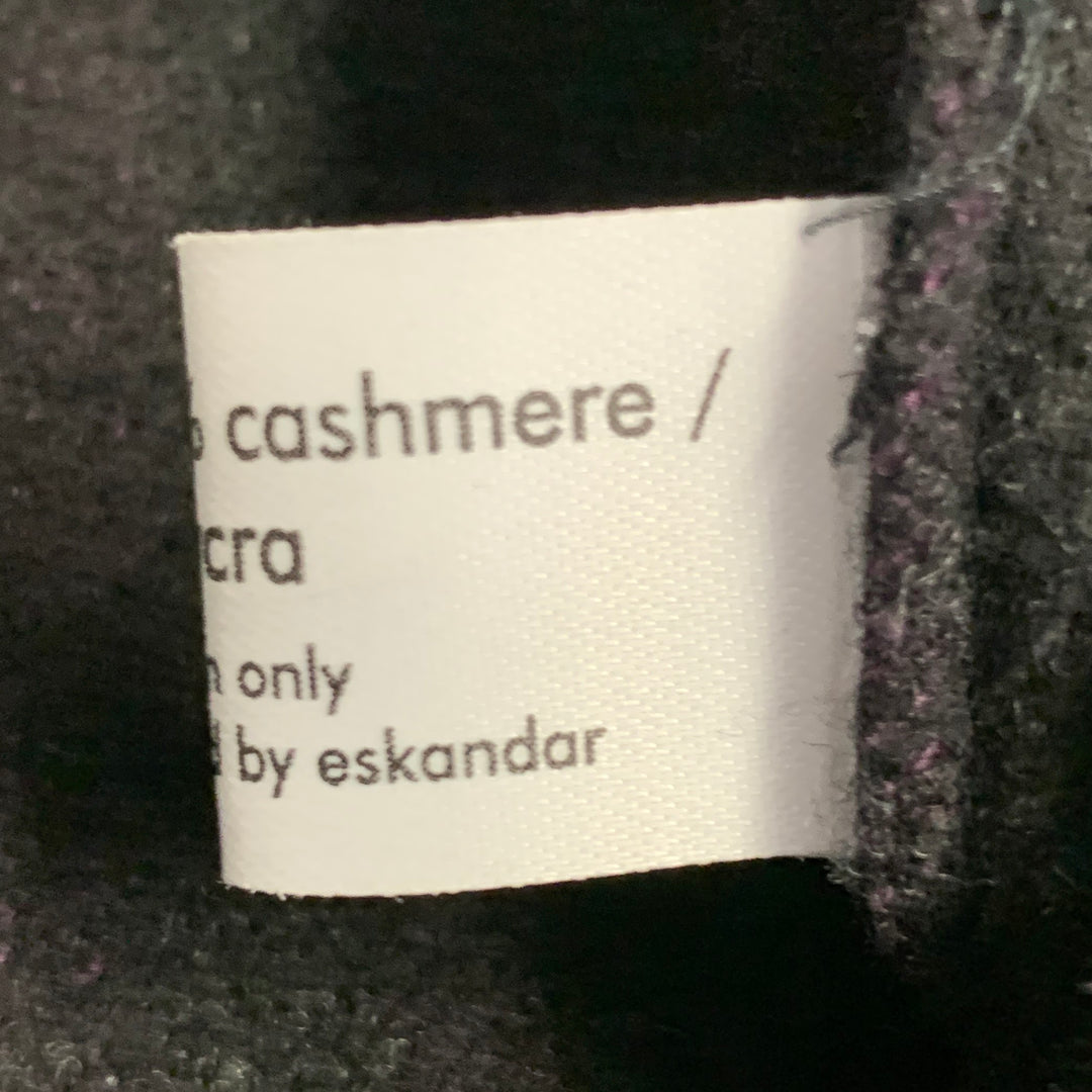 ESKANDAR Size L Brown Purple Wool Cashmere Ribbed Open Front Vest