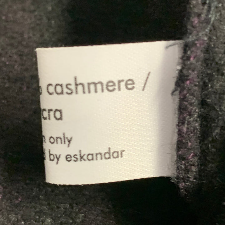 ESKANDAR Size L Brown Purple Wool Cashmere Ribbed Open Front Vest