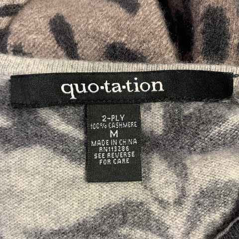 QUO-TA-TION Size M Grey Brown Cashmere Ombre Animal Print Cardigan