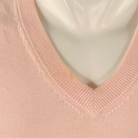 BROOKS BROTHERS Gilet de pull en coton rose col en V taille M