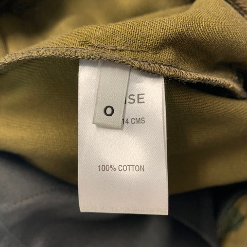 MONSE Taille 0 Pantalon décontracté en coton olive marron avec fermetures éclair et détails