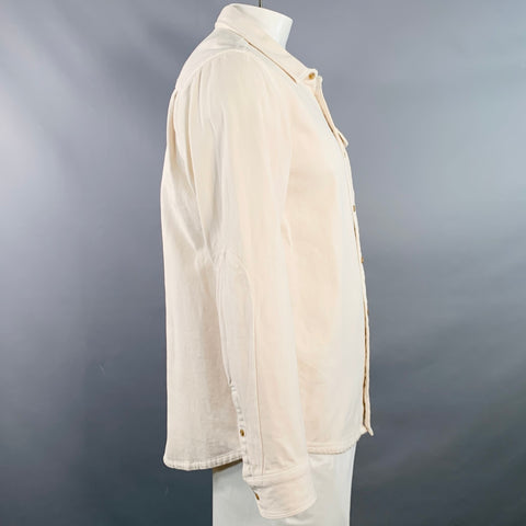 OUTERKNOWN Size L Cream Twill Cotton One Pocket Long Sleeve Shirt