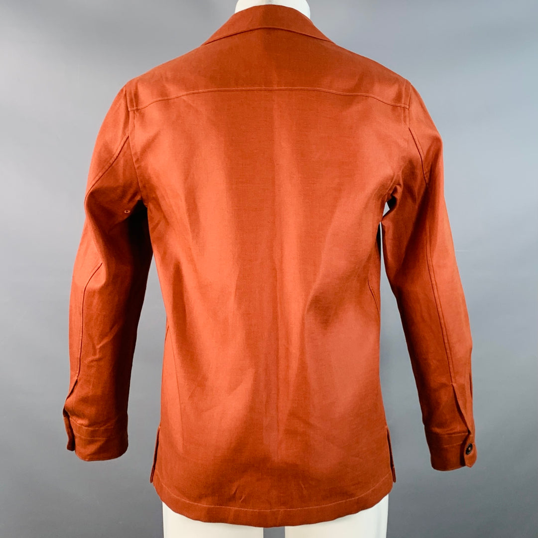 ERMENEGILDO ZEGNA Size S Brown Rust Linen Two Pockets Button Up Jacket