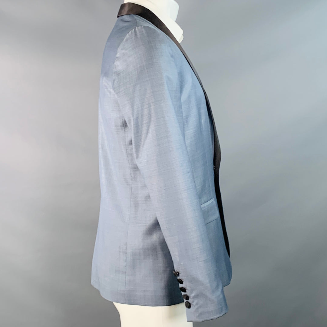 ZADIG & VOLTAIRE Size M Steel Blue Black Wool Shawl Collar Sport Coat