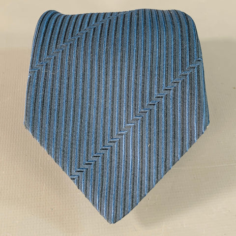 BATTISTONI One Size Black Blue Stripe Silk Tie
