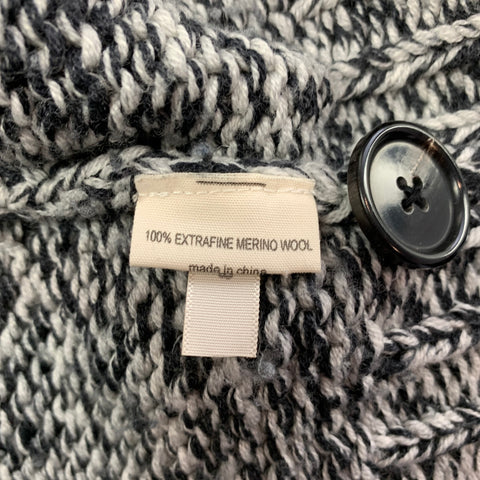 L'AGENCE Size M Navy & Grey Knitted Merino Wool Oversized Cardigan