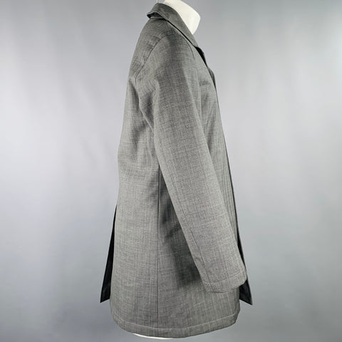 JIL SANDER Size 34 Grey Herringbone Polyamide Hidden Snaps Coat