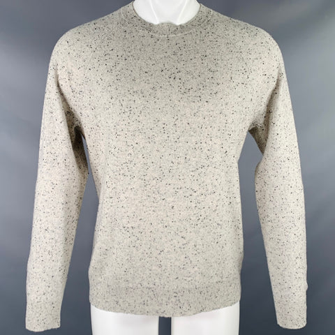 THEORY Size M Cream Black Speckled Cashmere Crew Neck Pullover
