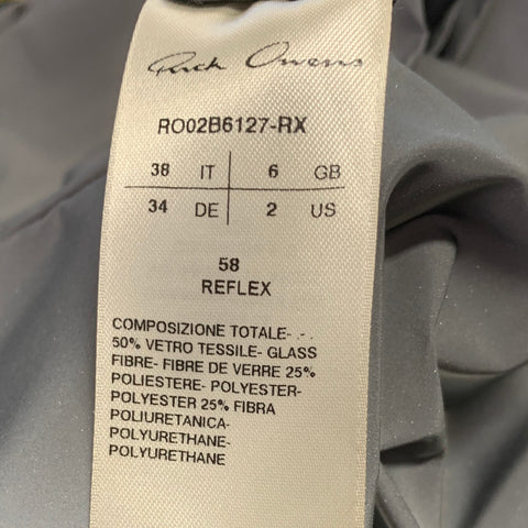 RICK OWENS FW22 Size 2 Reflex Silver Grey Polyester Blend Shiny Bustier Dress Top