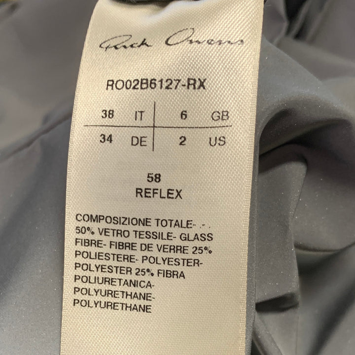 RICK OWENS FW22 Size 2 Reflex Silver Grey Polyester Blend Shiny Bustier Dress Top