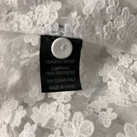 CYNTHIA ROWLEY Size L White Polyester Floral Button Up Casual Top