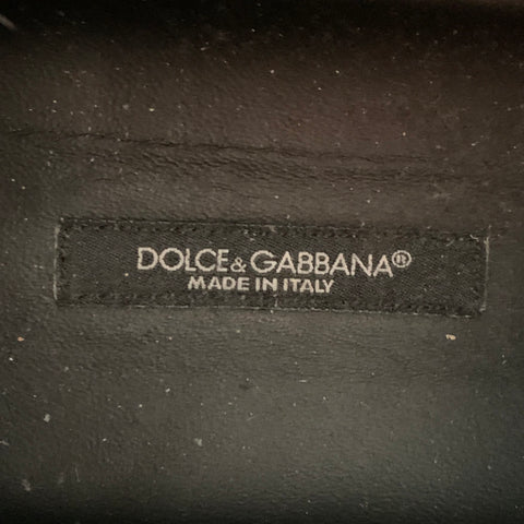 DOLCE & GABBANA Size 8 Black White Painted Chunky Lug Sole Combat Boots
