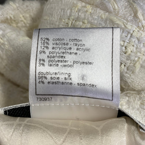 CHANEL Cream Cotton Camelia Pin Single breasted Jacket (Indoor) / Blazer