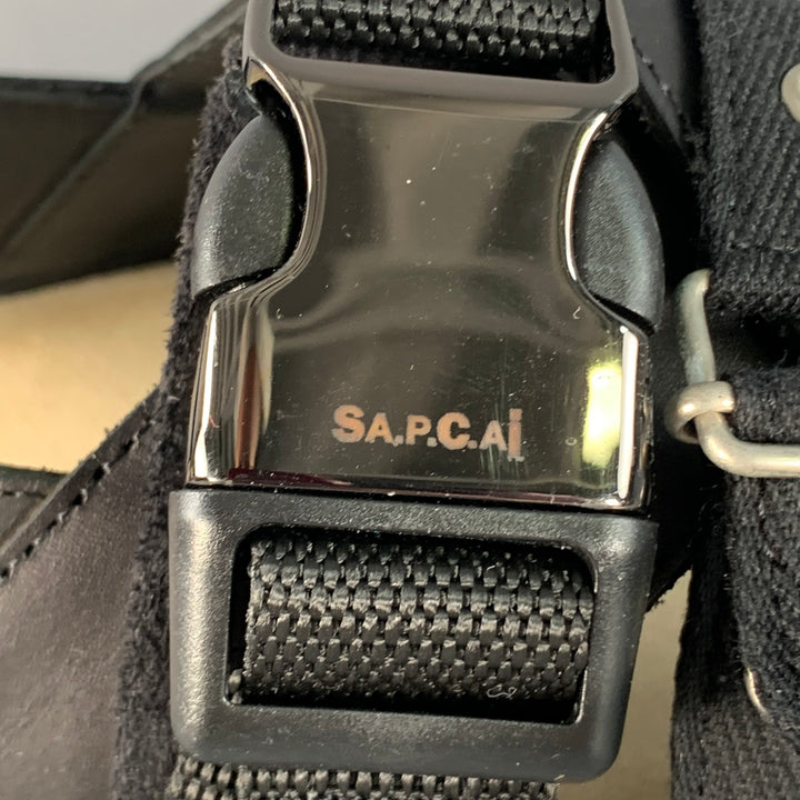 A.P.C. x SACAI Size 11 Jules Black Silver Leather Grommets Sandals
