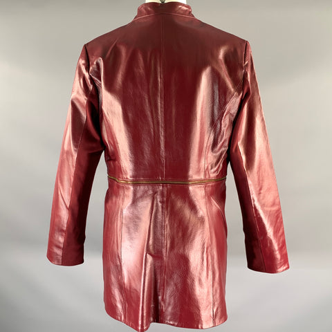 HAL RUBENSTEIN Size M Burgundy Leather Jacket Blazer