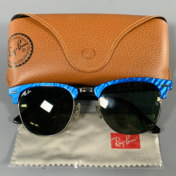 RAY-BAN -Clubmaster Classic- Blue Black Acetate Metal Sunglasses