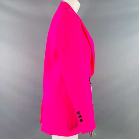 MSGM Size 2 Pink Wool Blend Peak Lapel Single Button Jacket Blazer