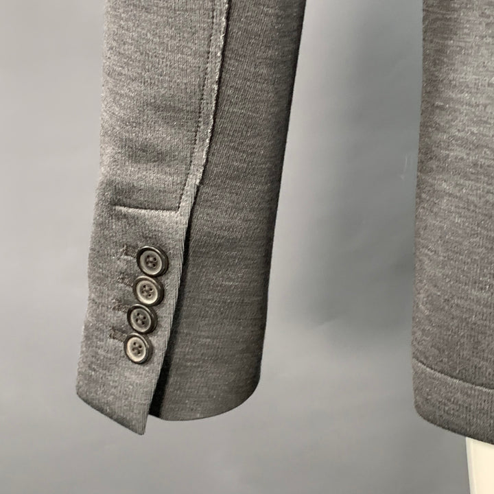 LANVIN Size M Grey Silk Cotton Blend Snaps Notch Lapel Jacket