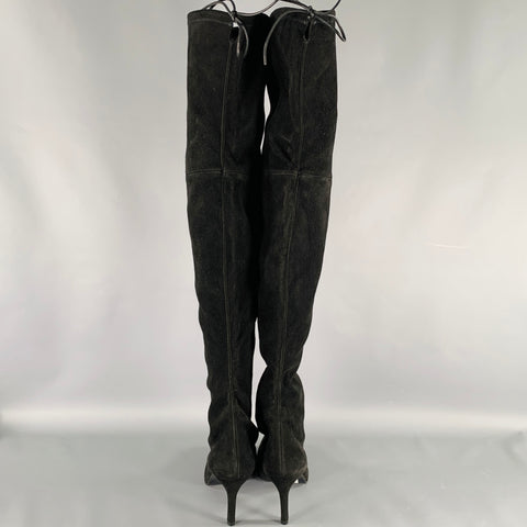STUART WEITZMAN Size 8 Black Suede Stiletto Boots