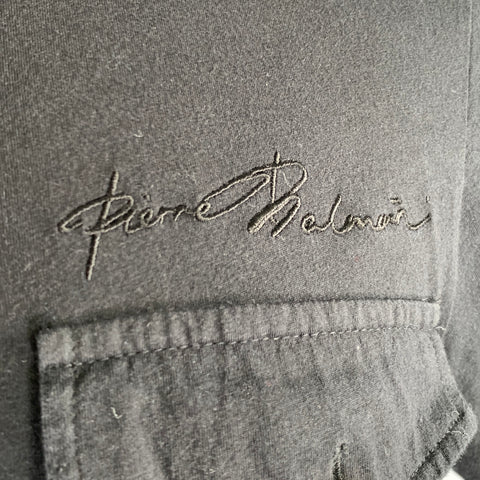 PIERRE BALMAIN Size XS Black Gold Embroidery Cotton Polo