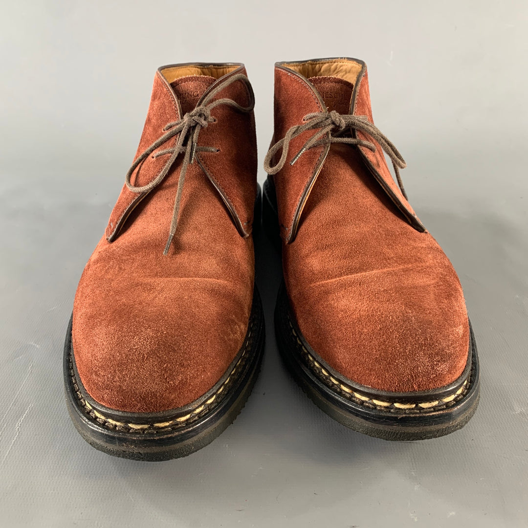 HESCHUNG Size 8.5 Burgundy Suede Chukka Boots