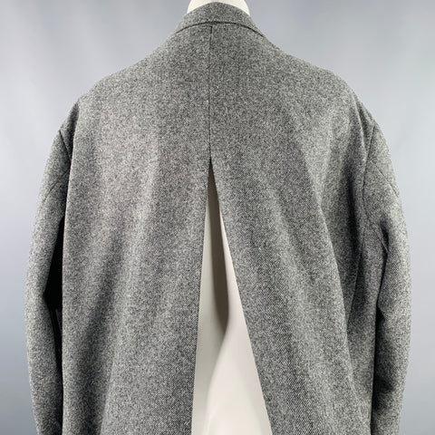 ROKH Size S Grey Wool Tweed Oversized Coat