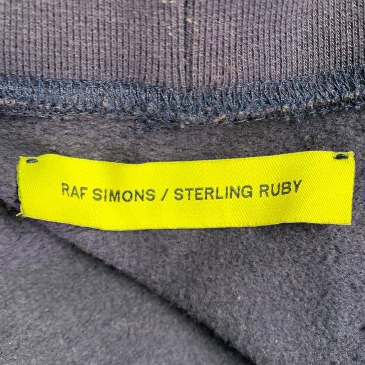 RAF SIMONS Size XXL Navy Shark Print Cotton Crew-Neck Sweatshirt