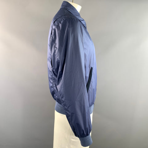 BILANCIONI Size 42 Blue Polyester Blend Zip Up Jacket