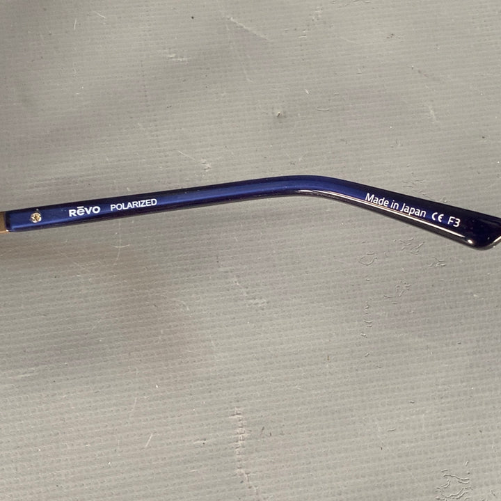 REVO Clive Blue Gunmetal Acetate Metal Navigator Polarized Sunglasses