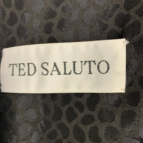 TED SALUTO Size L Black Multi Color Print Silk Buttoned Vest