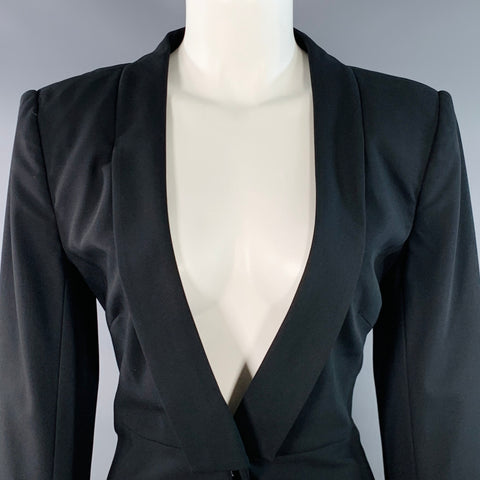 GIORGIO ARMANI Size 8 Black Virgin Wool Shawl Collar Jacket Blazer