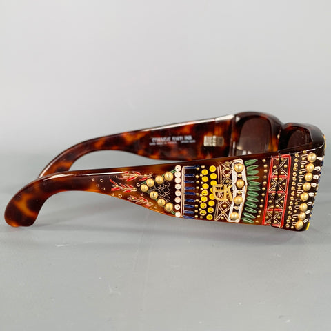 EMMANUELLE KHANH Brown Multicolour Studded Acetate Sunglasses