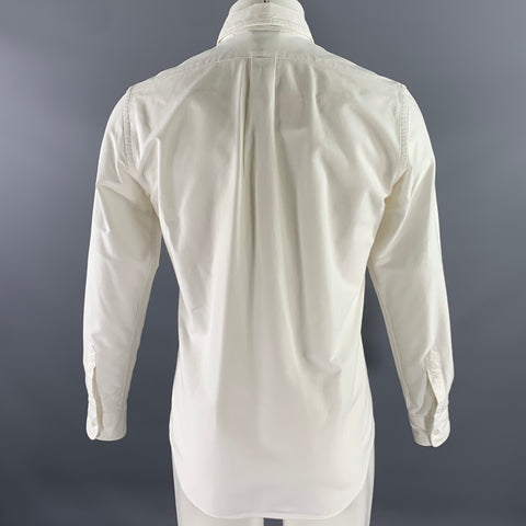ASPESI Size S White Oxford Long Sleeve Shirt