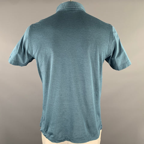 BRIONI Size XL Blue Textured Cotton Polo