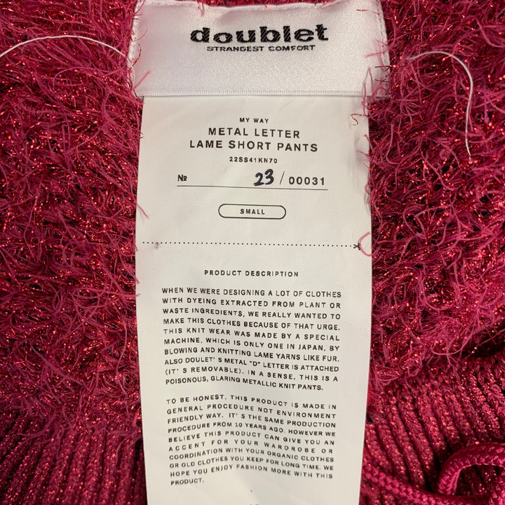 DOUBLET Size S Pink Polyester Blend Shaggy Knit Drawstring Shorts