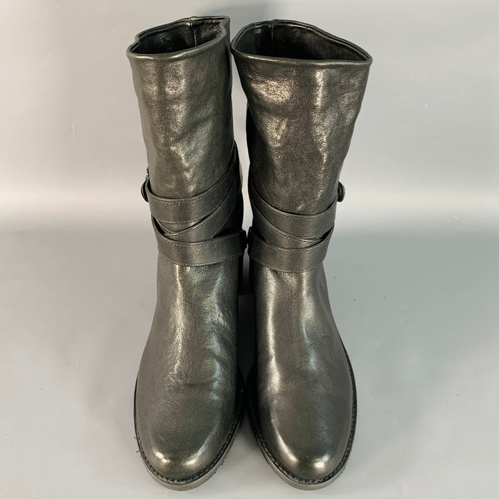 STUART WEITZMAN Size 7.5 Black Leather Wrap Around Pull On Boots