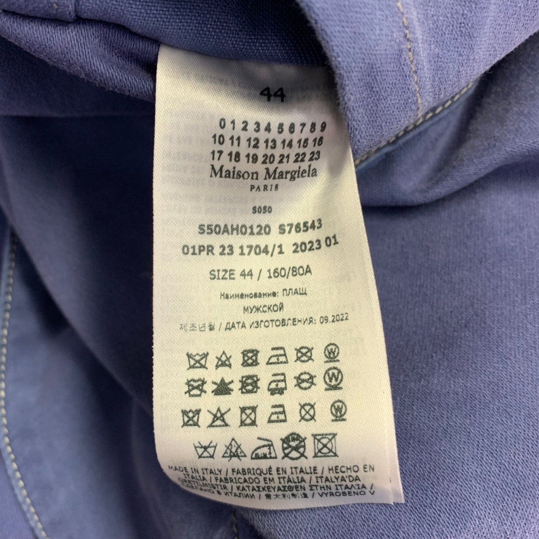 MAISON MARGIELA Size 34 Blue Wash Cotton Wrap Around Belted Trench Coat