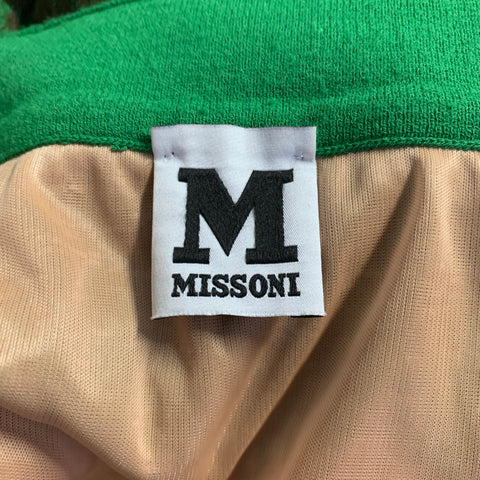 MISSONI Size 6 Green Brown Viscose Blend Geometric Elastic Waistband Midi Skirt