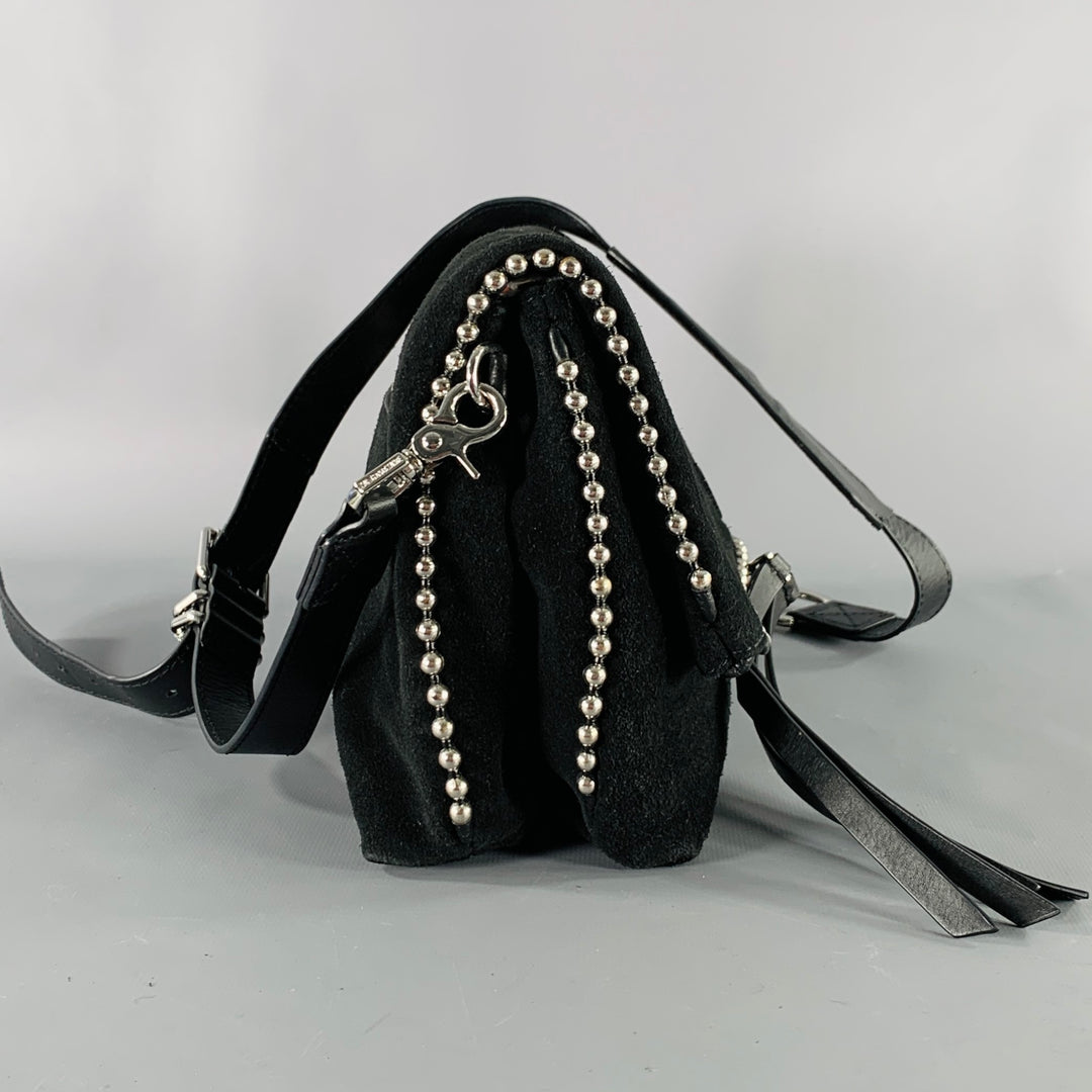 ZADIG VOLTAIRE Rock Studs Black Silver Studded Suede Clutch