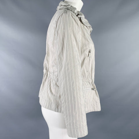 ARMANI COLLEZIONI Size 6 Grey White Polyester Blend Stripe Jacket